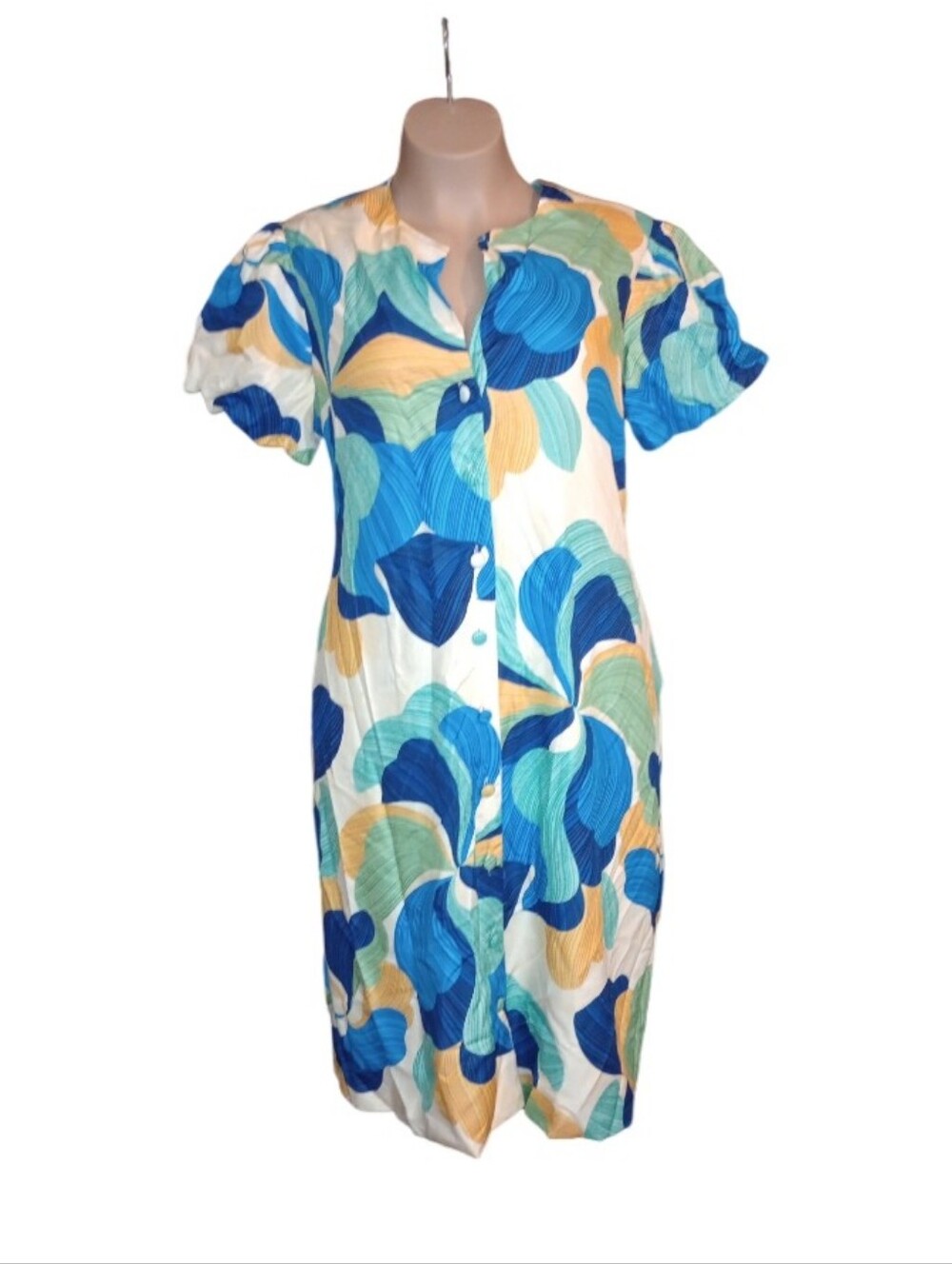 Together Blue Multi-Color Printed Women’s Dress - Size 1X